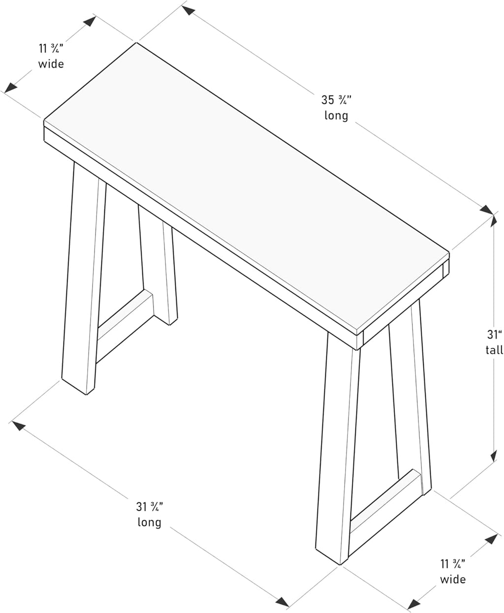 Solid Wood Console Table, 36 Inch, Sofa Table, Narrow Entryway Table for Hallway, behind the Couch, Living Room, Foyer, Easy Assembly, Black