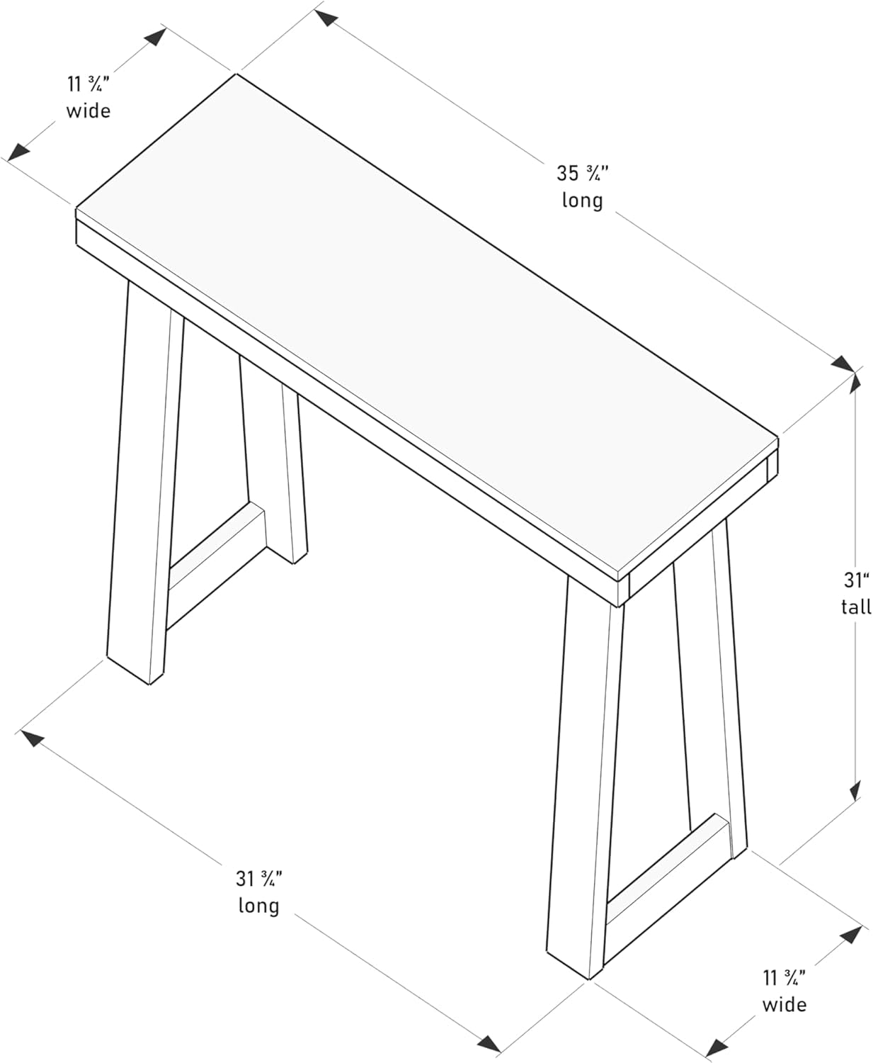 Solid Wood Console Table, 36 Inch, Sofa Table, Narrow Entryway Table for Hallway, behind the Couch, Living Room, Foyer, Easy Assembly, Black