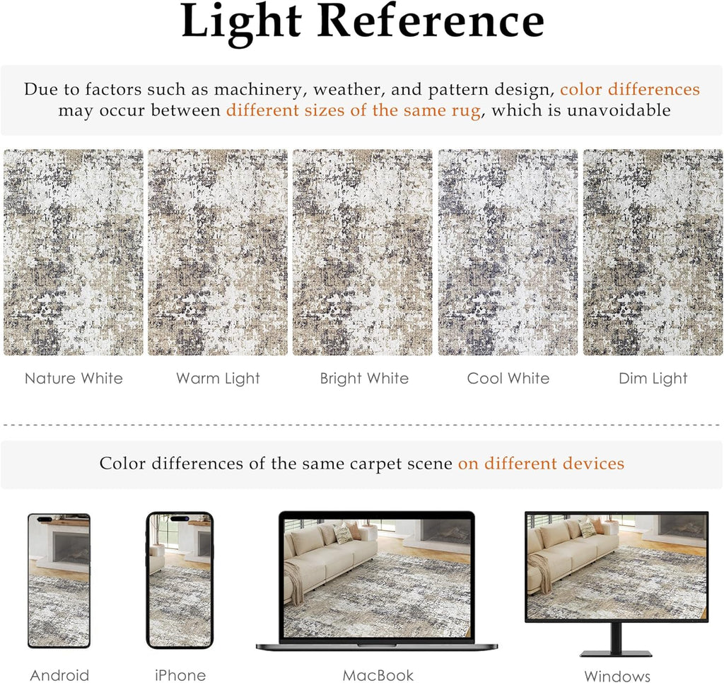 Washable Brown Area Rug 2X3 Modern Abstract Small Entryway Door Mat Neutral Soft Bathroom Carpet Low Pile Non Slip Indoor Throw Rug for Kitchen Bedroom Office Laundry Living Room