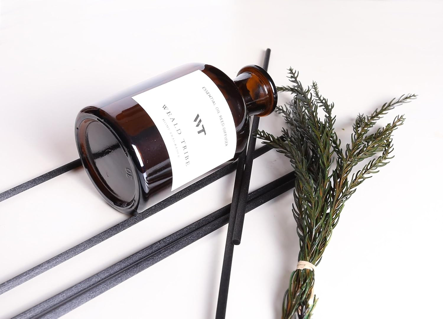 Reed Diffuser Set for Bathroom Air Fresheners, Oil Diffuser Sticks with Flower | Balsam Fir Scent 4.0 Fl Oz Home Fragrance with Sticks Defusers | House Bedroom Office Shelf Decor