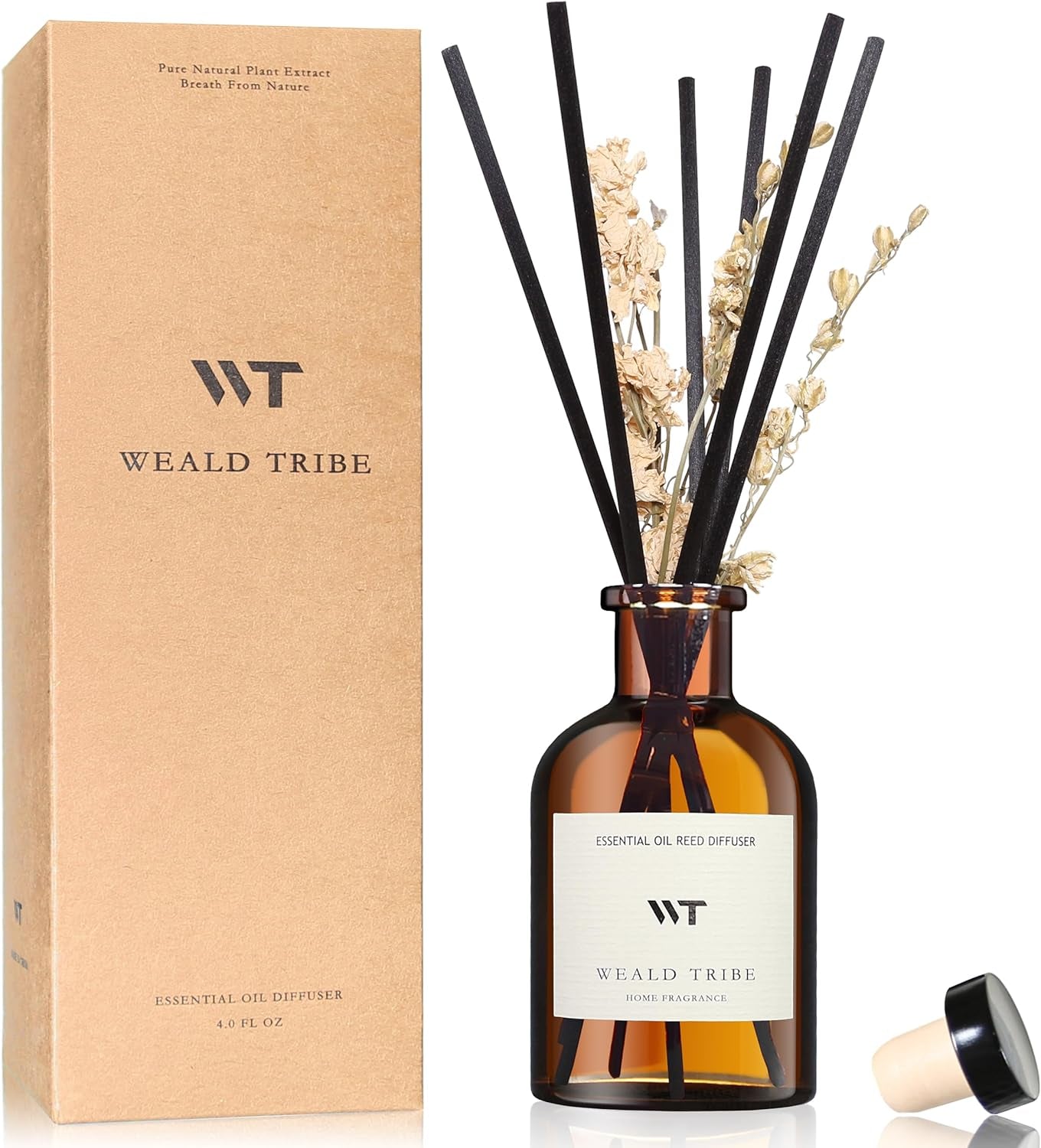 Reed Diffuser Set for Bathroom Air Fresheners, Oil Diffuser Sticks with Flower | Balsam Fir Scent 4.0 Fl Oz Home Fragrance with Sticks Defusers | House Bedroom Office Shelf Decor