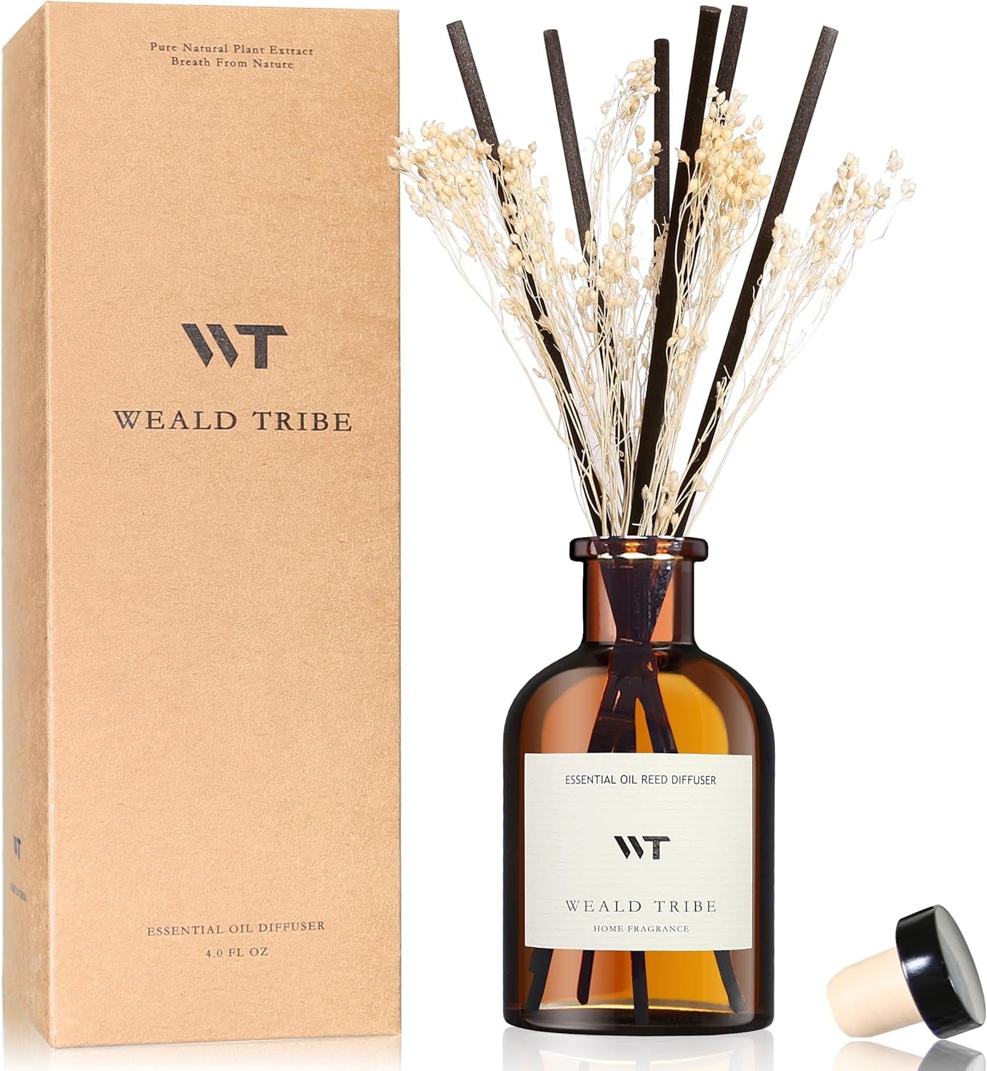 Reed Diffuser Set for Bathroom Air Fresheners, Oil Diffuser Sticks with Flower | Balsam Fir Scent 4.0 Fl Oz Home Fragrance with Sticks Defusers | House Bedroom Office Shelf Decor