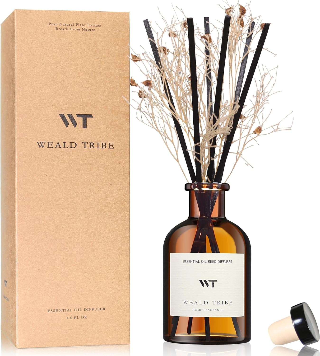 Reed Diffuser Set for Bathroom Air Fresheners, Oil Diffuser Sticks with Flower | Balsam Fir Scent 4.0 Fl Oz Home Fragrance with Sticks Defusers | House Bedroom Office Shelf Decor