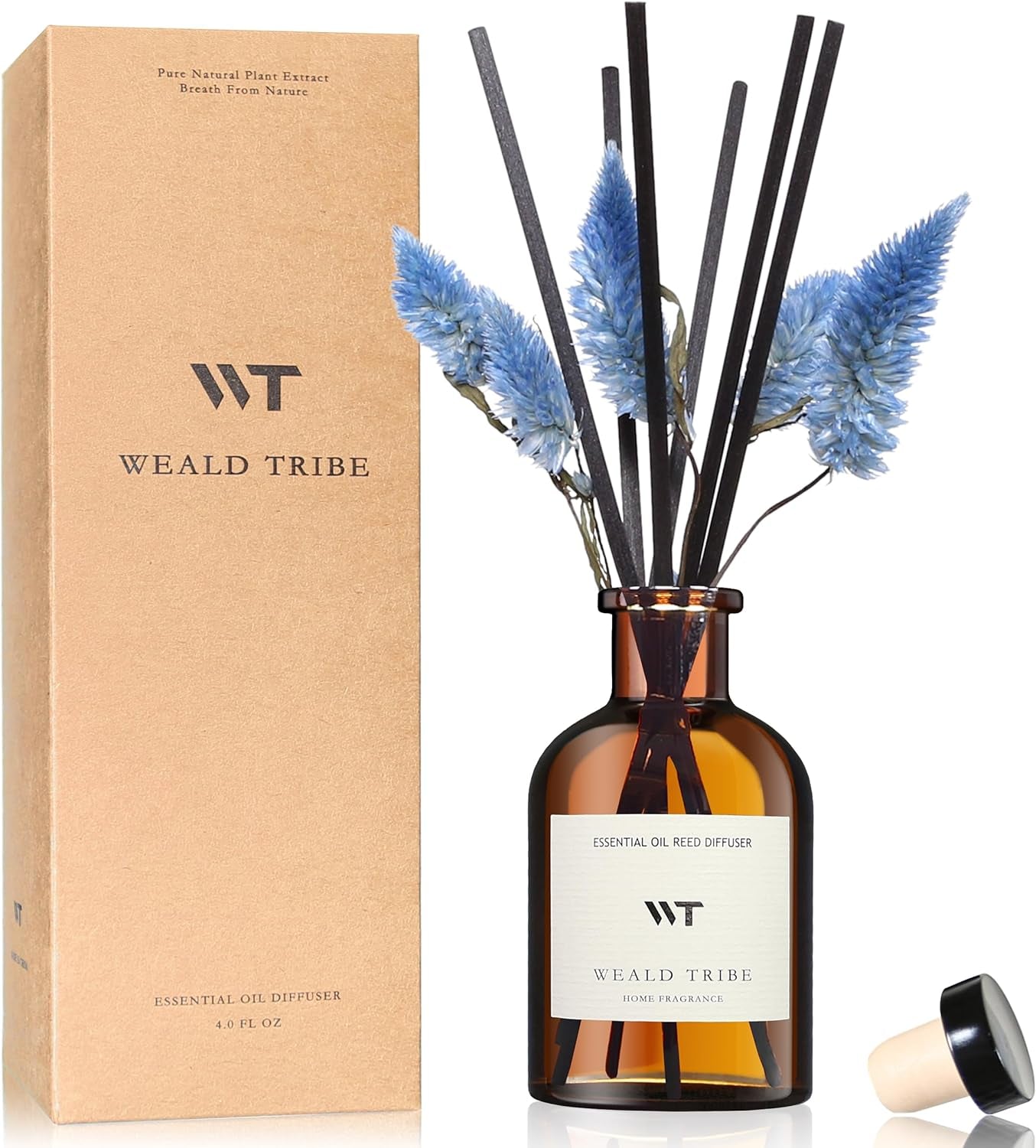 Reed Diffuser Set for Bathroom Air Fresheners, Oil Diffuser Sticks with Flower | Balsam Fir Scent 4.0 Fl Oz Home Fragrance with Sticks Defusers | House Bedroom Office Shelf Decor