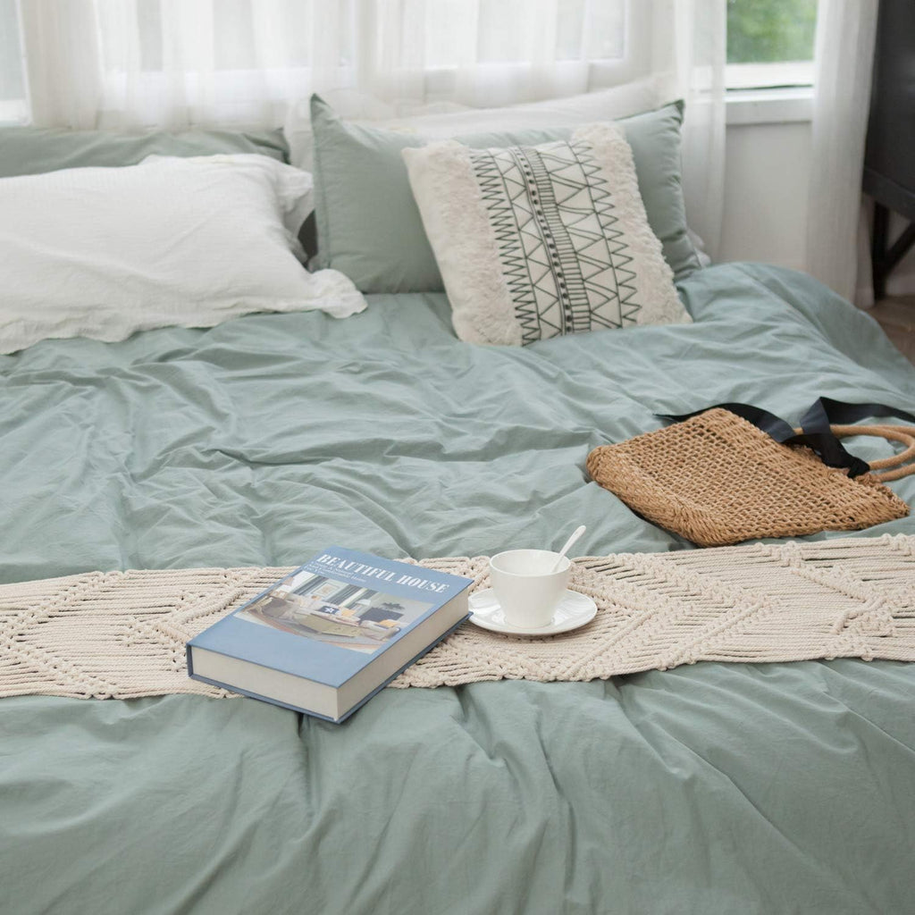 100 Inches Boho Macrame Table Runner Woven Thanksgiving Christmas Party Decor Handmade Linen Placemats with Tassels Home Decoration for Dining Room Kitchen, 12 X 100 Inches