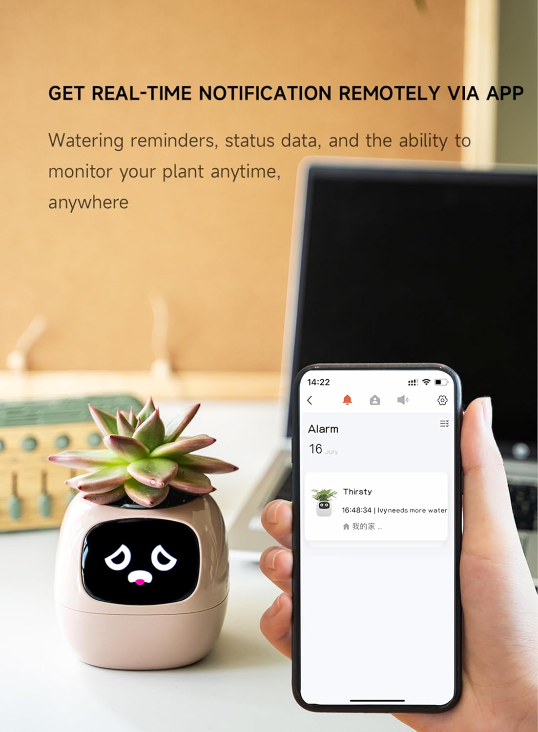 Plantagotchi AI Plant Pot with Expression - Smart Planter Robot Guidance on Plant Companion with Rich Gesture Interaction, Desk Setup Gift (White)