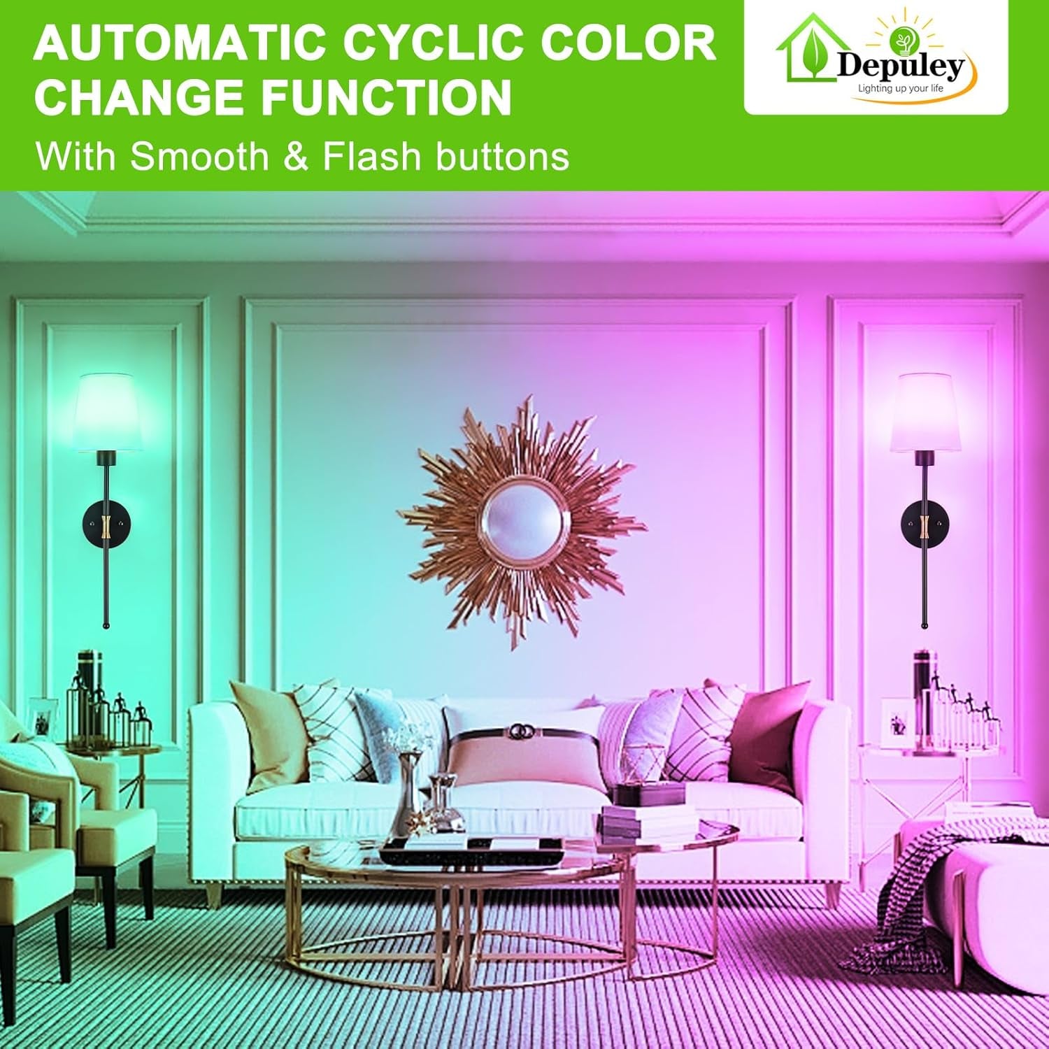 Battery Operated Wall Sconce: Set of 2 Wireless Wall Lights with Remote for Bedroom - Rechargeable 15 Colors Black and Gold Wall Lamp for Living Room Hallway