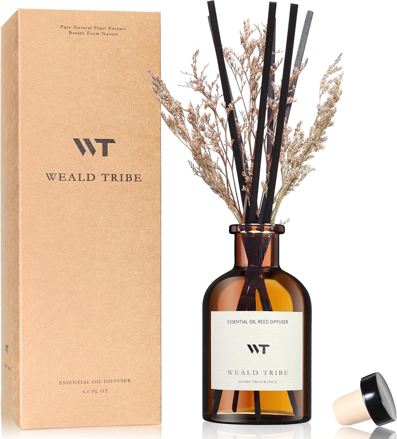 Reed Diffuser Set for Bathroom Air Fresheners, Oil Diffuser Sticks with Flower | Balsam Fir Scent 4.0 Fl Oz Home Fragrance with Sticks Defusers | House Bedroom Office Shelf Decor