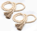 58 Inches Wood Bead Garland,Wooden Beads with Tassel,Farmhouse Beads Rustic Prayer Beads Boho Beads for Farmhouse Tiered Tray Coffee Table Mantel Decor (2 Pack)