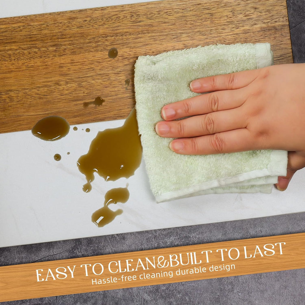 Charcuterie Board Set, Marble Cheese Boards, 15.74“ Wood - Marble Cheese Board Set for Couples 2025, Bridal Shower, Housewarming Gifts New Home, Gifts for Women