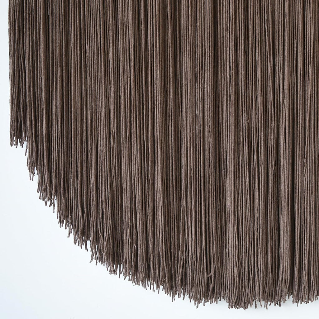 Macrame Wall Hanging Brown Yarn Beaded Backdrop Boho Wall Decor round Tassel Home Wall Aesthetic Living Rooms Bedrooms Offices Geometric Art Chic Home Decor 39" W X 55" L