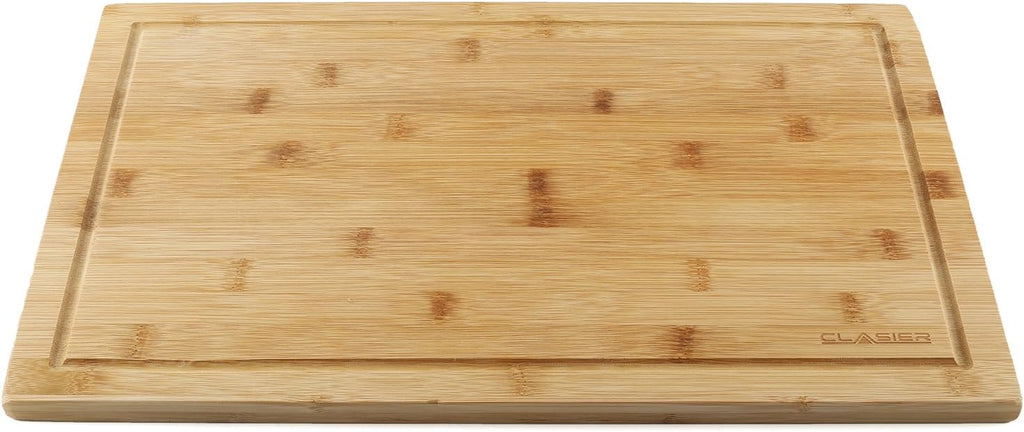 Bamboo Cutting Board Extra-Large 12" X 18" and Four Piece Utensils Set with Juice Tray Groove - Organic Perfect Solid Wood Eco and Knife -Friendly- Best Kitchen Chef Bread-Chopping Board: by