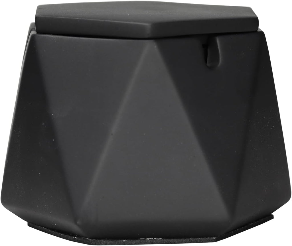 Concrete Ashtray with Lid & Stainless Steel Ashtrays for Cigarettes, Cement Ash Tray Smoking Holder Indoor Smokeless Outdoor Windproof Patio Home Office Cool Decor(Black, Large)